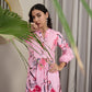 Floral Printed Mandarin Collar Puffed Sleeves Anarkali Kurta With Trousers