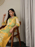 Square Neck Floral Printed Gotta Patti A-Line Kurta with Trousers