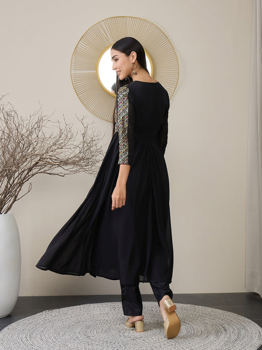 Women Embroidered Empire Kurta with Trousers