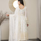 V-Neck Floral Embroidered Empire Mirror Work Anarkali Kurta with Trouser & Dupatta