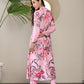 Floral Printed Mandarin Collar Puffed Sleeves Anarkali Kurta With Trousers