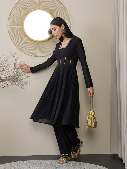 Women Panelled Gotta Patti Kurta with Palazzos