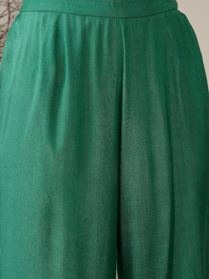 Ethnic Motifs Printed Square Neck Gotta Patti Tissue Anarkali Kurta With Palazzos