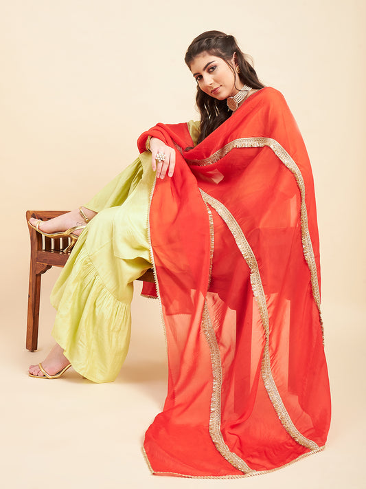 Empire Gotta Patti Chanderi Silk Kurta with Sharara & With Dupatta