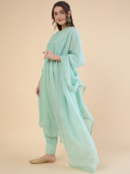 Empire Kurta with Dhoti Pants & With Dupatta