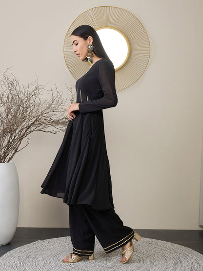 Women Panelled Gotta Patti Kurta with Palazzos