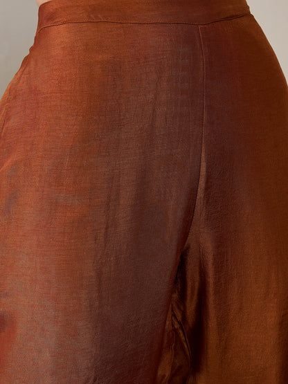 Women High Slit Pure Silk Kurta with Trousers