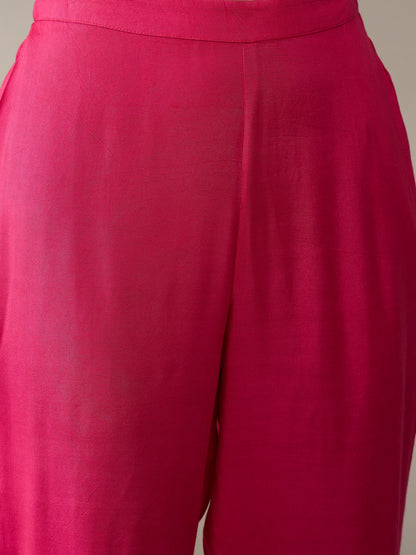 Floral Printed Notch Neck Regular Straight Kurta With Trousers
